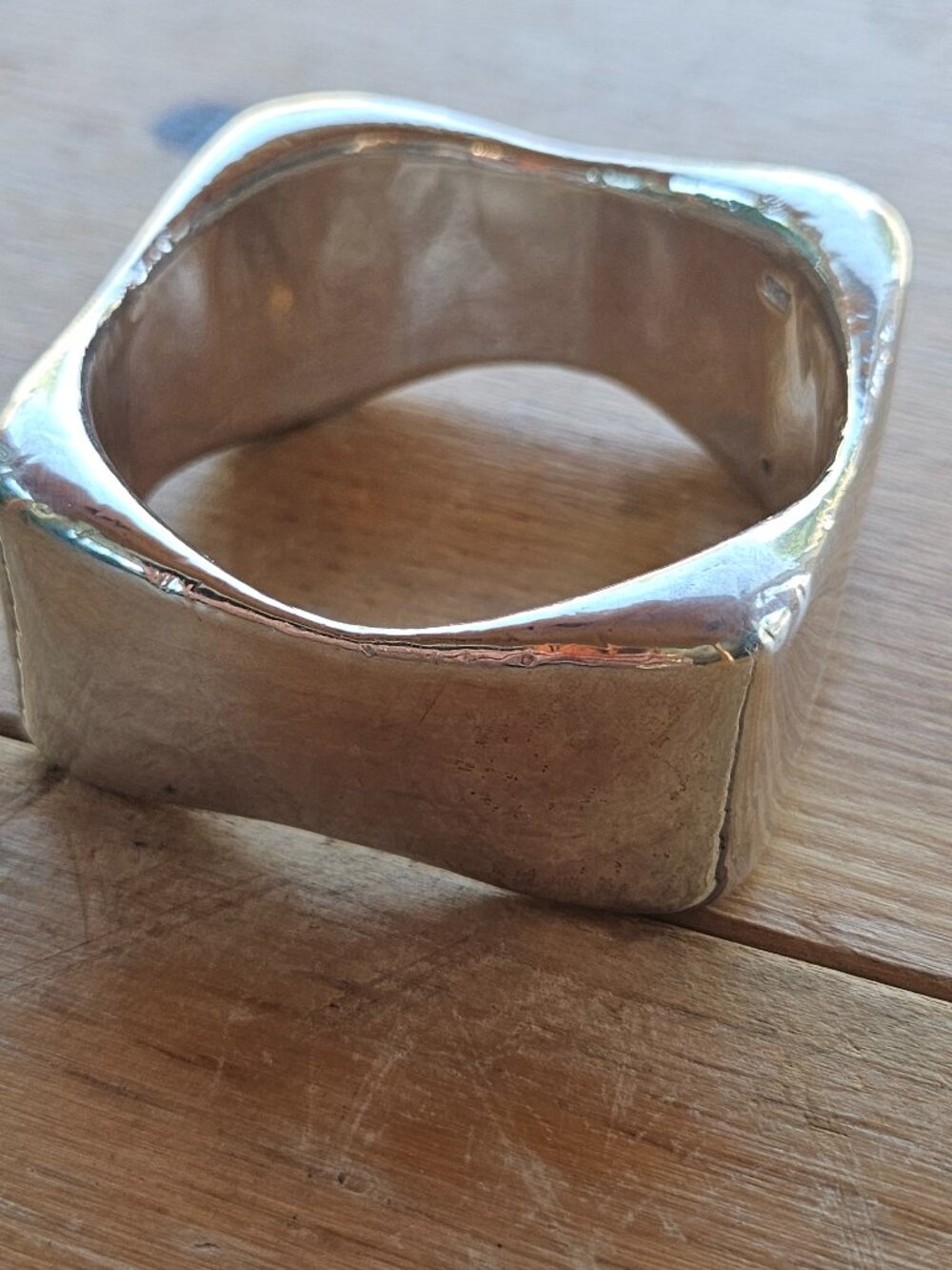 Vintage 925 Sterling Silver Modernist Square Bangle Bracelet Heavy 56g